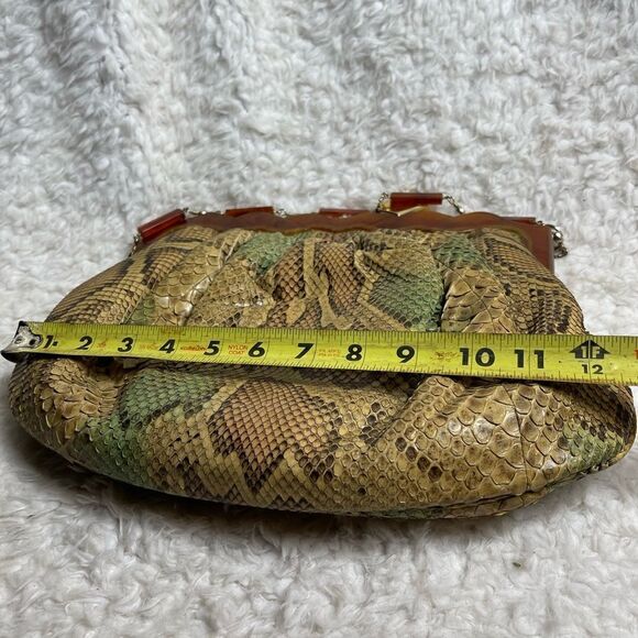 Vintage Colombetti Milano  Python snake skin shoulder Bag Lucite frame - Picture 11 of 14